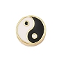 Стойки покрытие латунь эмаль бисер, без свинца и без кадмия, долговечный, плоские круглые с инь-янь, реальный 18 k позолоченный