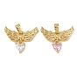 Латунные микро проложить кубического циркония подвески, без кадмия и без свинца, подвески в виде крыльев и сердец, реальный 18 k позолоченный