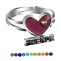 Enamel Heart Mood Ring, Word Friends Temperature Change Color Emotion Feeling Alloy Adjustable Ring for Women