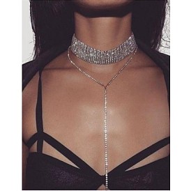 Multi-layered Diamond Choker Necklace for Fashionable Women - European Style Jewelry