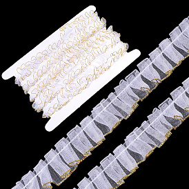 10м лента из органзы, плиссированная / двойная лента с оборками