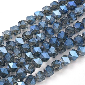 Electroplate Glass Beads Strands, Full Rainbow Plated, Faceted, Round