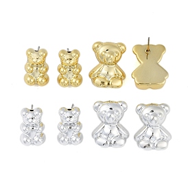 Bear CCB Plastic Stud Earrings for Women, with 304 Stainless Steel Pin