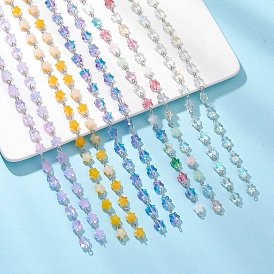 Железные стеклянные цепочки ручной работы со звездообразными звеньями, платина, несварные