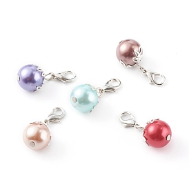 Pintura para hornear, perlas redondas de vidrio nacarado, con fornituras de aleación de latón y zinc