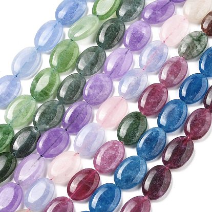 Натуральный Malaysia нефритовые бусы пряди, окрашенные, Плоско-овальные