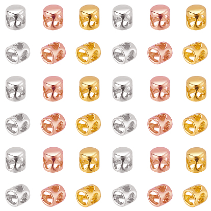 120pcs 3 Colors Hammered Brass Cord End Caps, Long-Lasting Plated, Column with Heart