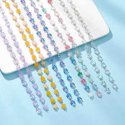 Железные стеклянные цепочки ручной работы со звездообразными звеньями, платина, несварные