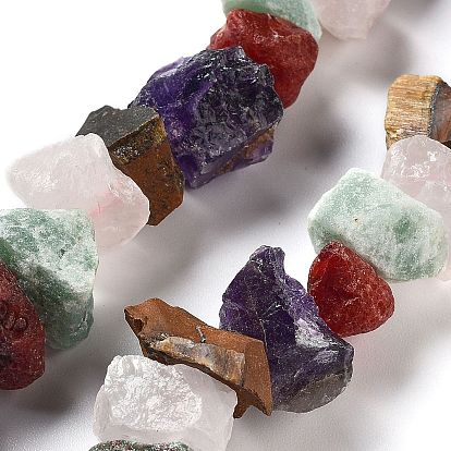 Необработанный натуральный аметист, тигровый глаз, зеленый авантюрин, розовый кварц и бусины из сердолика, самородки