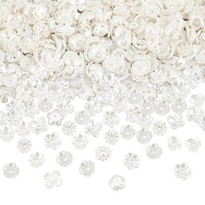 600шт 6 стиль АБС пластик имитация жемчужные бусины колпачки, цветок