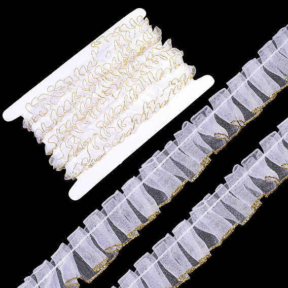 10м лента из органзы, плиссированная / двойная лента с оборками