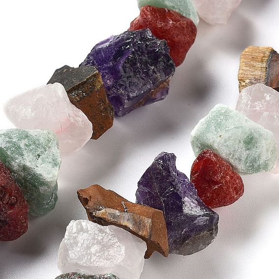 Необработанный натуральный аметист, тигровый глаз, зеленый авантюрин, розовый кварц и бусины из сердолика, самородки
