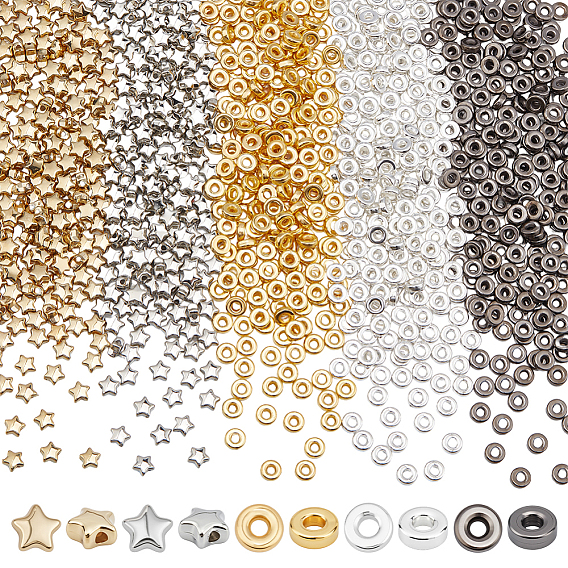 500 шт 2 цвета пластиковые бусины ccb, звезда, 1200пластиковые бусины ccb шт., плоско-круглые