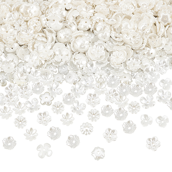 600шт 6 стиль АБС пластик имитация жемчужные бусины колпачки, цветок