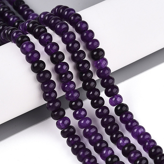 Окрашенные природные белый нефрит бисер пряди, рондель