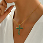 Латунный кубический цирконий крест подвеска кабель цепь ожерелья, золотые