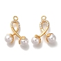 Латунные микро проложить кубического циркония подвески, с ABS имитации жемчуга, вишня