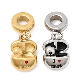 304 европейские подвески с красной эмалью из нержавеющей стали, беспроводная гарнитура с подвесками с большим отверстием, ионное покрытие (ip)