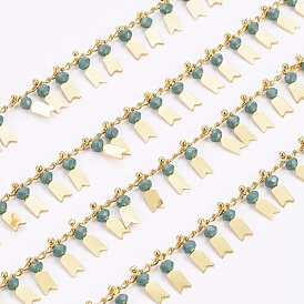 Ручной цепи стекло бисером, с позолоченными цепями и катушкой из латуни с золотым покрытием, долговечный, пайки, без свинца и без кадмия