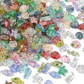 Прозрачные бусины из морской смолы, разнообразные, два тона