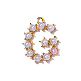 304 подвески из нержавеющей стали, с абс пластмассовой имитационной жемчужиной, ионное покрытие (ip), реальный 18 k позолоченный, зеркальная полировка