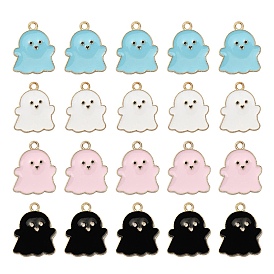 20 piezas 4 colores colgantes de aleación de esmalte, sin plomo y cadmio, la luz de oro, fantasma