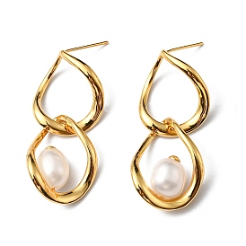 Boucles d'oreilles pendantes en perles naturelles, torsadées, en forme de larme, bijoux en laiton, sans cadmium et sans plomb