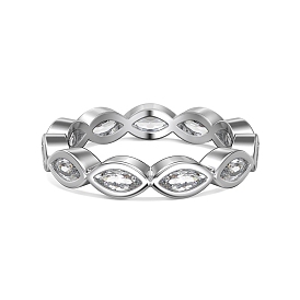 Кольцо на палец из стерлингового серебра 925 с родиевым покрытием и конским глазом, прозрачное кольцо из кубического циркония для женщин