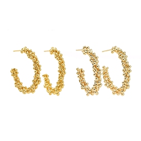 Brass Twist Rope Stud Earrings, Half Hoop Earrings for Women, Nickel Free