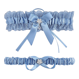 2шт. полиэстеровые подвязки-бантики для невесты, кольца для ног, для женщин, С горным хрусталем