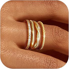 4шт. наборы колец для пальцев из цинкового сплава с кристаллами и стразами