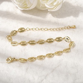 Браслеты из латунной цепочки для женщин, кофейный боб, долговечный, стойки покрытие, без кадмия и без свинца