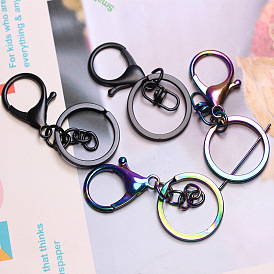 DIY Jewelry Accessories Dazzling Color Swimming Black Alloy Lobster Buckle 8-character Chain Key Ring Three-piece Set