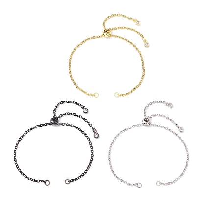 3 piezas 3 fabricación de pulseras deslizantes de cadena de cable de acero inoxidable ajustable de colores