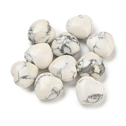 Perles howlite naturelles, la moitié foré, cœur