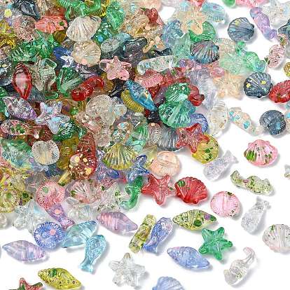 Прозрачные бусины из морской смолы, разнообразные, два тона