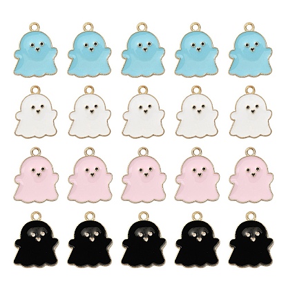 20 piezas 4 colores colgantes de aleación de esmalte, sin plomo y cadmio, la luz de oro, fantasma