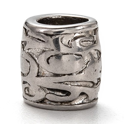 304 Stainless Steel European Beads, Large Hole Beads, Column