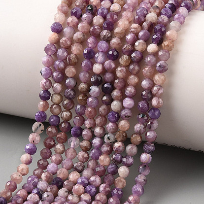 Естественно чароитовыми бисер пряди, граненые, круглые