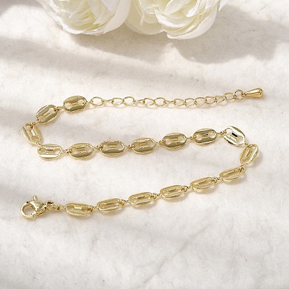 Браслеты из латунной цепочки для женщин, кофейный боб, долговечный, стойки покрытие, без кадмия и без свинца