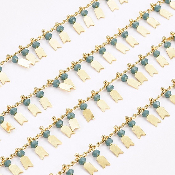 Ручной цепи стекло бисером, с позолоченными цепями и катушкой из латуни с золотым покрытием, долговечный, пайки, без свинца и без кадмия