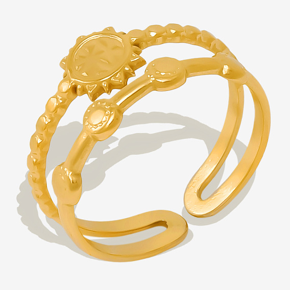 Солнце 304 Модное двухслойное кольцо-манжета из нержавеющей стали для женщин