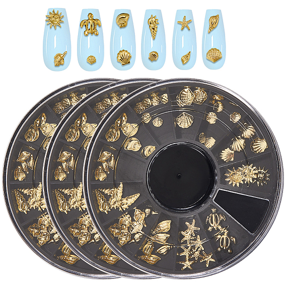 3 коробки из сплава кабошоны, украшения для ногтей, разнообразные