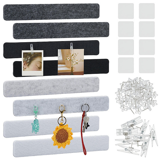 Rectangle Self-adhesive Felt Sticky Notes for Memo Notepads, with EVA Double-side Tap & Plastic Push Pins
