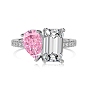Rhodium Plated 925 Sterling Silver Finger Ring, Teardrop Rectangle Cubic Zirconia Ring for Women