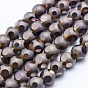 Electroplate Glass Beads Strands, Full Plated, Frosted, Round