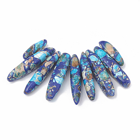 Perles synthétiques pierres fines brins, lapis lazuli et regalite, pendentifs éventails gradués, perles focales, teint