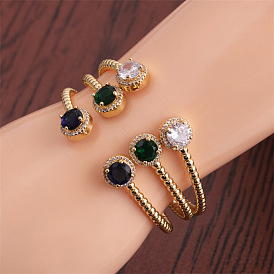 Geometric Crystal Twisted Bangle with Multiple Colors and Simple Design for Women