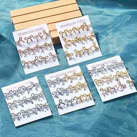 Вакуумное покрытие pvd 304 серьги-гвоздики из нержавеющей стали, бантом