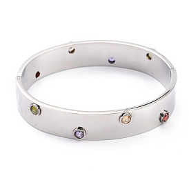 304 Stainless Steel Bangles, with Rhinestone, Colorful